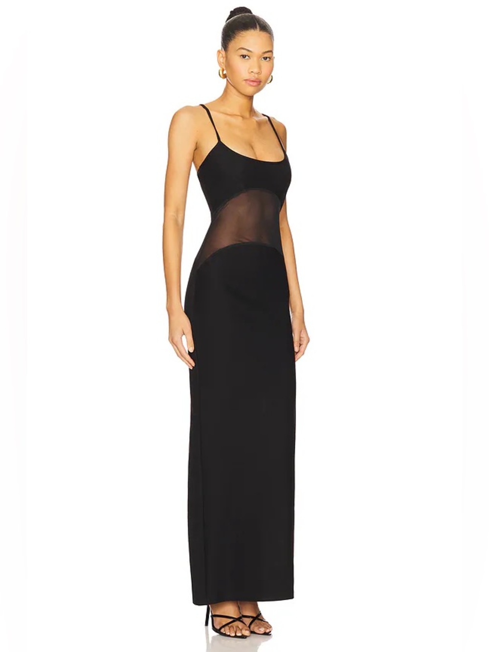 superdown foster Black Mesh-Panel Maxi Dress